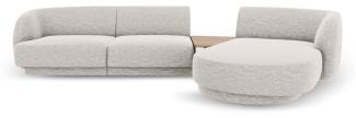 Micadoni Modulares Sofa Miley mit Recamiere 3-Sitzer Rechts Chenille Hellgrau