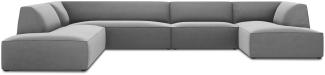 Micadoni 7-Sitzer Samtstoff Panorama Ecke links Sofa Ruby | Bezug Grey | Beinfarbe Black Plastic