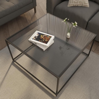 LuxusKollektion Couchtisch Runder Couchtisch Glastisch Schwarz 4 mm Metallgestell 45x70 cm