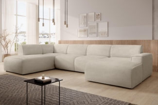 AX LIVING XXL Sofa U Form Didim Creme 415cm breit modern & großzügig L