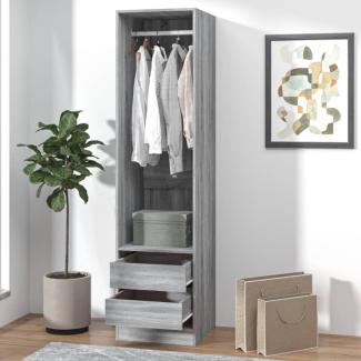 Kleiderschrank mit Schubladen, Grau Sonoma, 50 x 50 x 200 cm