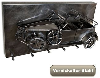 HAKU Wandgarderobe Große Hakenleiste mit Klassischem 3D Motiv - 3D Wandbild, 6 Haken, Einfache Montage, Vintage Deko, venickelter Stahl