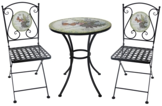 HTI-Living Garten-Essgruppe Tisch und 2 Stühle Celia Schmetterling, (Set, 3-tlg, 1 Tisch 2 Stühle), Sitzgruppe Essgruppe Balkonset