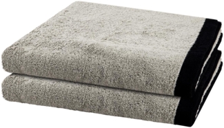 Cawö Lifestyle Splash 2 tlg. Frottier-Set - 2 X Duschtuch (70 X 140cm) - 522 g/m2 - Platin / schwarz