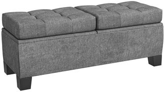 HOMCOM Polsterbank mit Leinenoptik, bis 180kg belastbar (Gepolsterte Aufbewahrungsbox, 1-St, Sitzbank mit Stauraum), für Flur, Schlafzimmer, Wohnzimmer, 116x41x47 cm, Grau