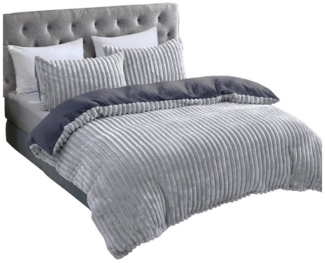 COFI 1453 Bettwäsche Plüsch Bettwäsche in Cord-Optik Wendebettwäsche mit Reißverschluss