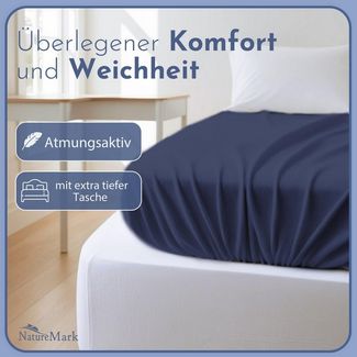 NatureMark Spannbettlaken 2er-Set Frottee Kinder-Spannbetttuch 70x140cm, 80% Baumwolle / 20% Polyester, Gummizug: rundum, (1 Stück), blau)