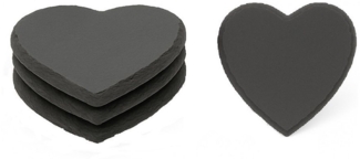 hausleben Glasuntersetzer Herz Schiefer Untersetzer 10x10 cm, 4-tlg.