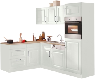 KOCHSTATION Winkelküche KS-Stockholm, Stellbreite 230/170 cm, mit hochwertigen MDF Fronten im Landhaus-Stil