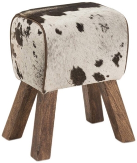 More2Home Sitzhocker MUH echtes Kuhfell in Turnbockform mit Mangoholz-Füssen