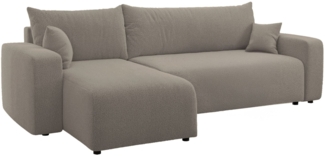 Selsey 'Pianoni' Ecksofa mit Schlaffunktion, Stauraum und Bouclé-Bezug, hellbraun, 83 x 244 x 140 cm