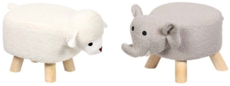2er Set Kinderhocker - Elefant + Schaf