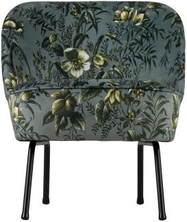 BePureHome Vogue Sessel Grau mit Floralem Muster Samt Poppy