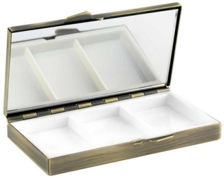 Lantelme Pillendose mit Spiegel klein mini handlich Medikamentenbox Messing Tablettenbox (1 St), Messing