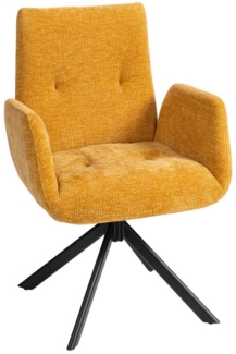 HOMCOM Relaxsessel mit Armlehne, Wolle-Leinenoptik, Knopfheftung, Stahlbeine (Polsterstuhl, 1-St, Loungesessel), für Wohnzimmer, Schlafzimmer, Gelb