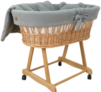 Babymajawelt Babybettwäsche MUSSELIN Ersatz Bett Set (NUR Stoff Ausstattung) ohne Stubenwagen, Musselin, 4 teilig, Made in EU, Besonders weich, Reine Baumwolle, Ohne Himmel