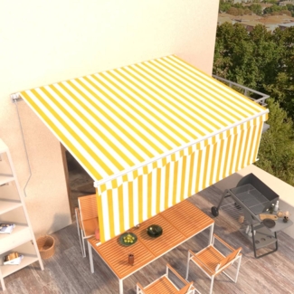 vidaXL Markise Manuell Einziehbar mit Rollo 4x3 m Gelb & Weiß 3069298