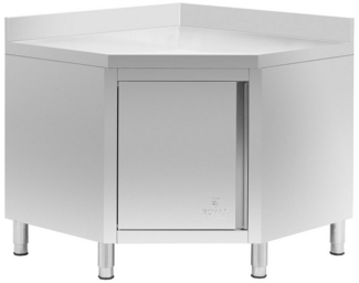 Royal Catering Arbeitstisch Eckschrank aus Edelstahl mit Aufkantung 100 x 100 cm Arbeitsschrank