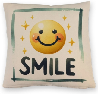 speecheese Dekokissen Smile Emoticon Kissen mit Leinenoptik