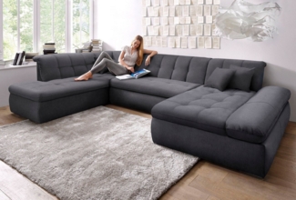 DOMO collection Wohnlandschaft Moric Luxus incl. Zierkissen, U-Form, bis 140kg pro Sitzplatz belastbar, XXL B/T/H: 353/216/80 cm
