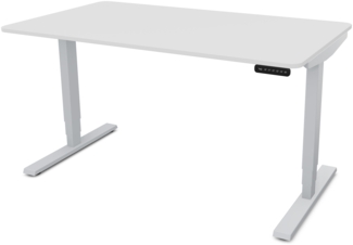 ASSMANN Elektrisch höhenverstellbarer Schreibtisch Y-Line Curved 140x80 cm Signalweiß Weißaluminium Metall Holz