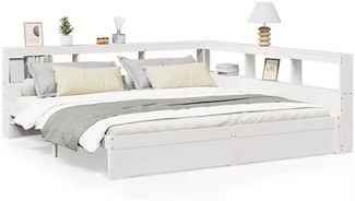 vidaXL Massivholzbett mit Regal ohne Matratze 160x200 cm Kiefernholz 3324348