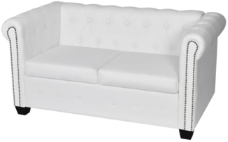 vidaXL Chesterfield-Sofa 2-Sitzer Kunstleder Weiß 242371