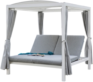 Pavillon Gartenliege Sonnenliege Relaxliege Lounge Sonnenbett Doppelliege weiss