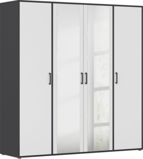 rauch Drehtürenschrank Kleiderschrank Schrank Garderobe Wäscheschrank VOYAGER (in 3 verschiedenen Ausstattungen BASIC/CLASSIC/PREMIUM) mit modernen Griffen in Graumetallic und Spiegel