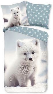 Good Morning Flanell Bettwäsche 135 X 200 cm + 1- 80 X 80 cm Toss baby polar fox weiß