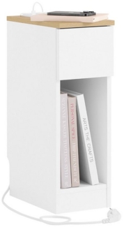 SoBuy Nachttisch FBT111-E, 1-St, Nachttisch schmal, Beistelltisch, Steckdose USB-Anschlüsse Typ-C