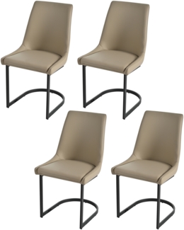 Merax Freischwinger (Set, 4 St), 4er Set Polsterstühle Esszimmerstühle Schwingstühle, Kunstleder, Khaki