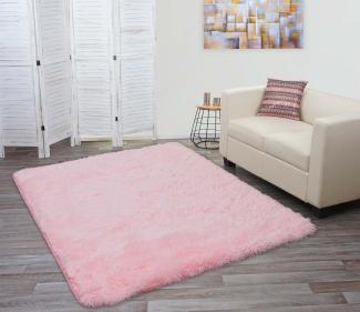 Teppich HWC-F69, Shaggy Läufer Hochflor Langflor, Stoff/Textil flauschig weich 230x160cm ~ rosa