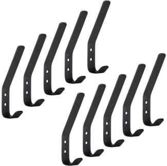 SO-TECH® Garderobenhaken ALBA echt Edelstahl schwarz matt (10 St), groß (142x20 mm)