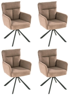 Home4You Polsterstuhl, Beige, Cordbezug, Metallgestell, (Set, 4 St), 180 Grad drehbar mit Rückholfunktion