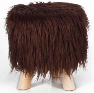 Kunstfell Hocker Schemel Holz gepolstert 30cm Sitzhocker Polsterhocker braun