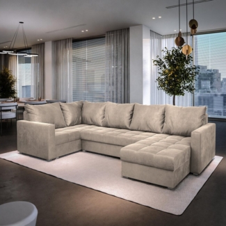 Masseno Ecksofa LORIVO mit Schlaffunktion U-Form, Sofa mit Bettkasten