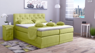 Meisterbetten Boxspringbett Babo 240x220 in WT-Apfelgrün, Matratzenbezug Nano, Komfortschaum-Topper