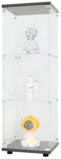 FUROKOY Glasvitrine Standvitrine, Modern Glas Vitrinenschrank (3 Lagen Glasvitrine mit 1 Glastür, Sammlervitrine, für Sammlerstücke Bücher Wein)