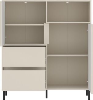Lomadox Highboard AMELIA-129, Regal 105,4 cm Kaschmir mit Rillen 2 Türen 2 Schubladen