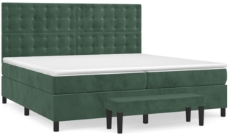 vidaXL Boxspringbett mit Matratze Dunkelgrün 200x200 cm Samt 3138106
