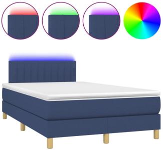 Boxspringbett mit Matratze & LED Stoff Blau 120 x 200 cm, Härtegrad: H2 [3133867]