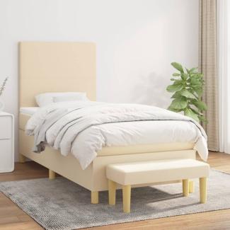 vidaXL Boxspringbett mit Matratze Stoff Creme 80 x 200 cm, Härtegrad: H2 [3136954]