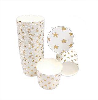 Frau WUNDERVoll Muffinform Muffin Backformen, groß Durchmesser 6,1 cm, weiße goldene Sterne, (25-tlg)