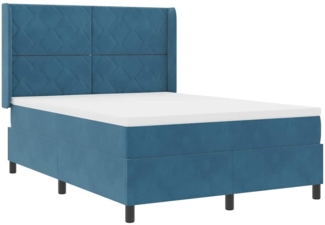vidaXL LED Boxspringbett mit Matratze Blau 140 x 190 cm Samt 3343920