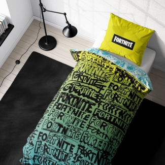 MTOnlinehandel Bettwäsche Fortnite, 135x200 + 80x80 cm, Geschenk für Gamer, Mikrofaser, 2 teilig, Wende- Motiv, Gaming, Play