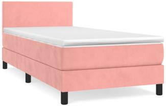 vidaXL Boxspringbett mit Matratze Rosa 100x200 cm Samt 3141172