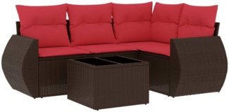 vidaXL 5-teiliges Gartensofa-Set mit Kissen, braun, Polyrattan 3221323