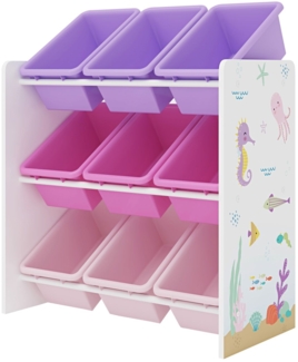 DELUKE® Kinder Spielzeugkisten Regal TRELO - 9 Kisten Kinderregal mit Kisten Spielzeugaufbewahrungsboxen Pink