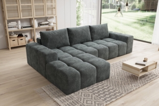 PROMETO Möbel Ecksofa Cento Couch L-Form,Sofa Links/Rechts Teddy-Bouclé-Stoff oder Webstoff
